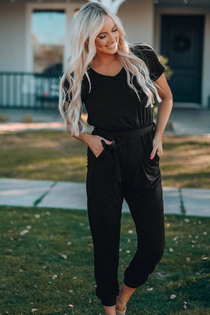 Belted Jogger Jumpsuit | AdoreStarr