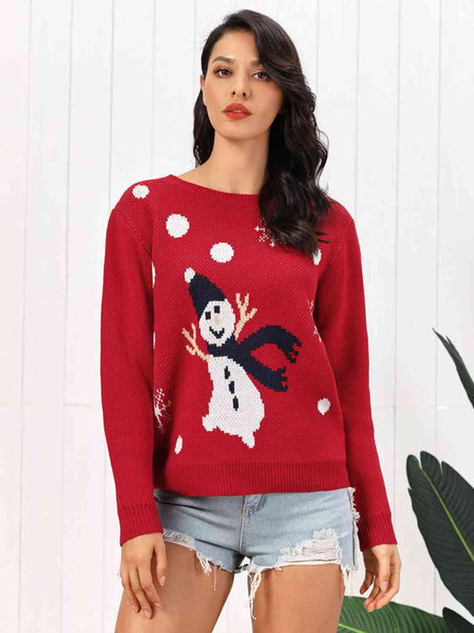 Snowman Round Neck Sweater | AdoreStarr