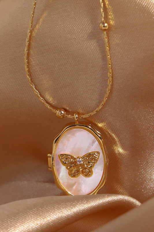 Butterfly Shell Pendant Necklace | AdoreStarr