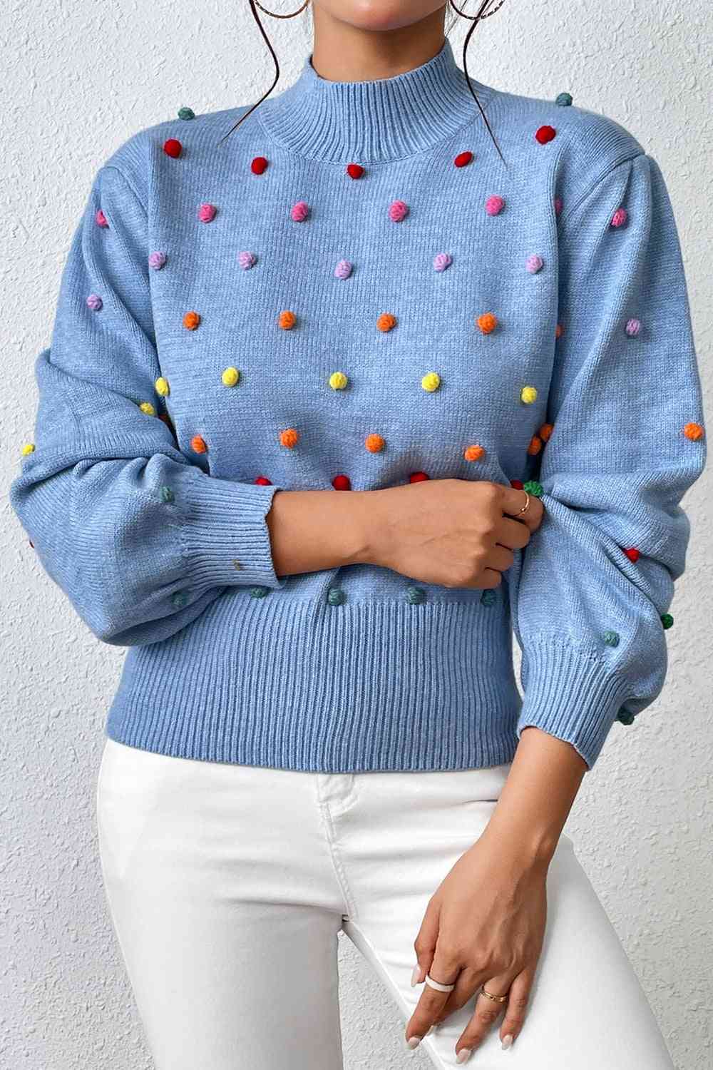 Pom-Pom Trim Pullover Sweater | AdoreStarr
