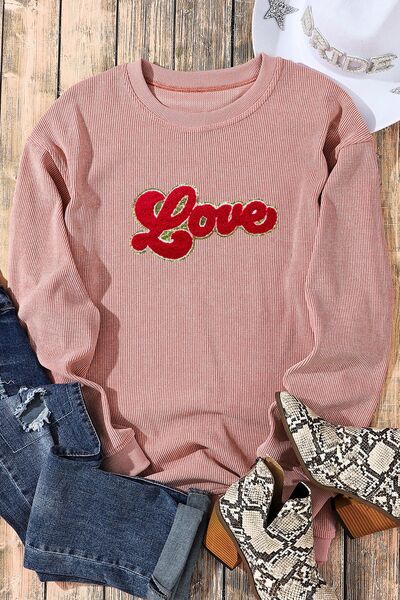 LOVE Dropped Shoulder Sweatshirt | AdoreStarr