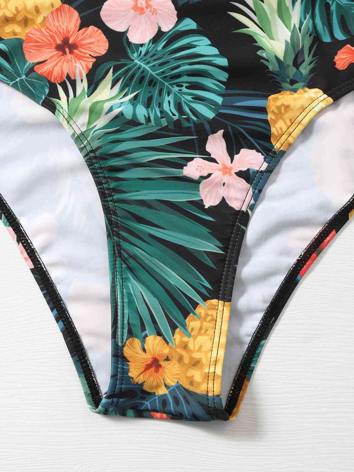 Botanical Print Cold-Shoulder One-Piece Swimsuit | AdoreStarr