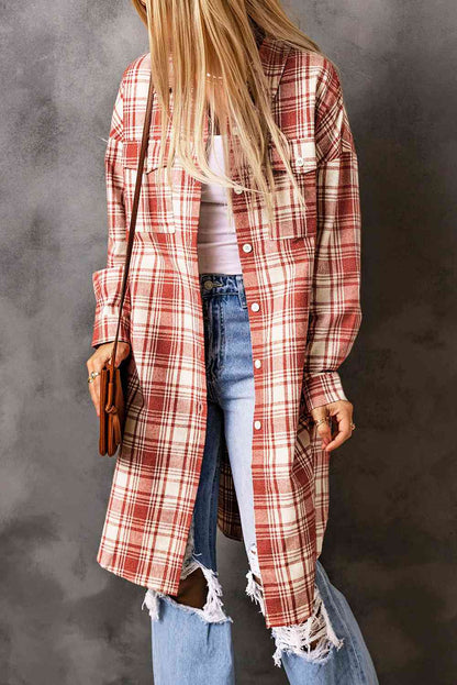 Plaid Button-Up Longline Shacket | AdoreStarr