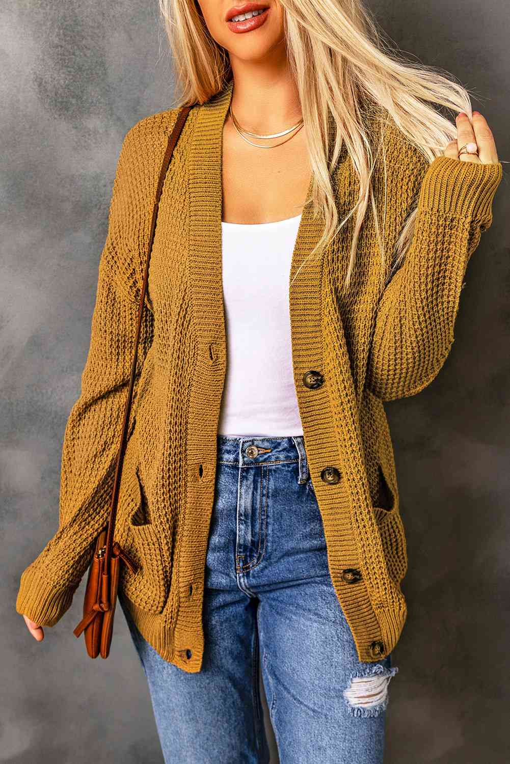 Button Down Pocketed Cardigan | AdoreStarr