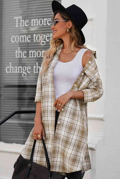 Plaid Button-Up Longline Shacket | AdoreStarr