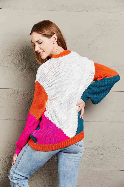 Colorblock Drop Shoulder Sweater | AdoreStarr