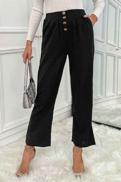 Button Wide Leg Pants | AdoreStarr