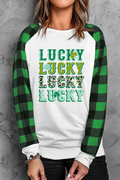 LUCKY Plaid Raglan Sleeve T-Shirt | AdoreStarr