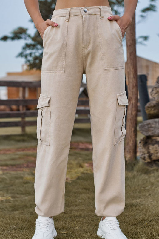 Long Jeans with Pocket - Sand