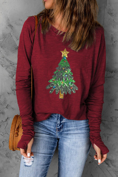 Sequin Christmas Tree T-Shirt | AdoreStarr