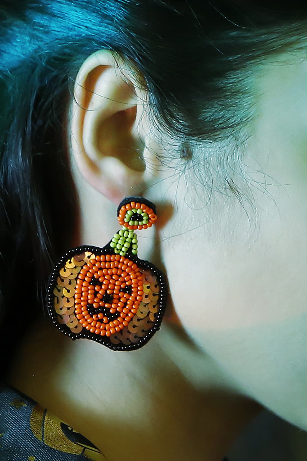 Pumpkin Shape Beaded Dangle Earrings | AdoreStarr