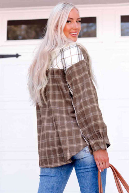 Plaid Contrast Button Up Shirt Jacket | AdoreStarr