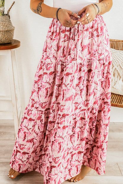 Printed Smocked Waist Maxi Skirt | AdoreStarr