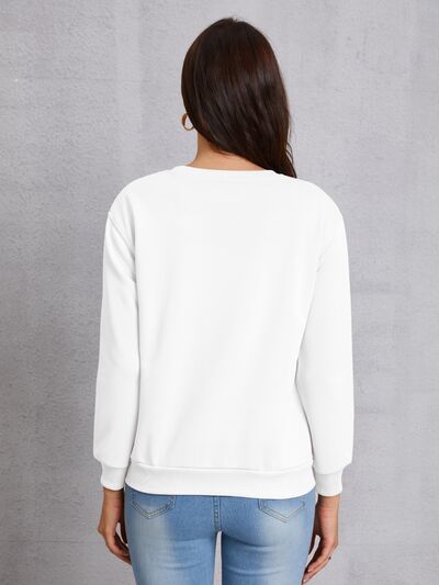 LOVE Round Neck Dropped Shoulder Sweatshirt | AdoreStarr