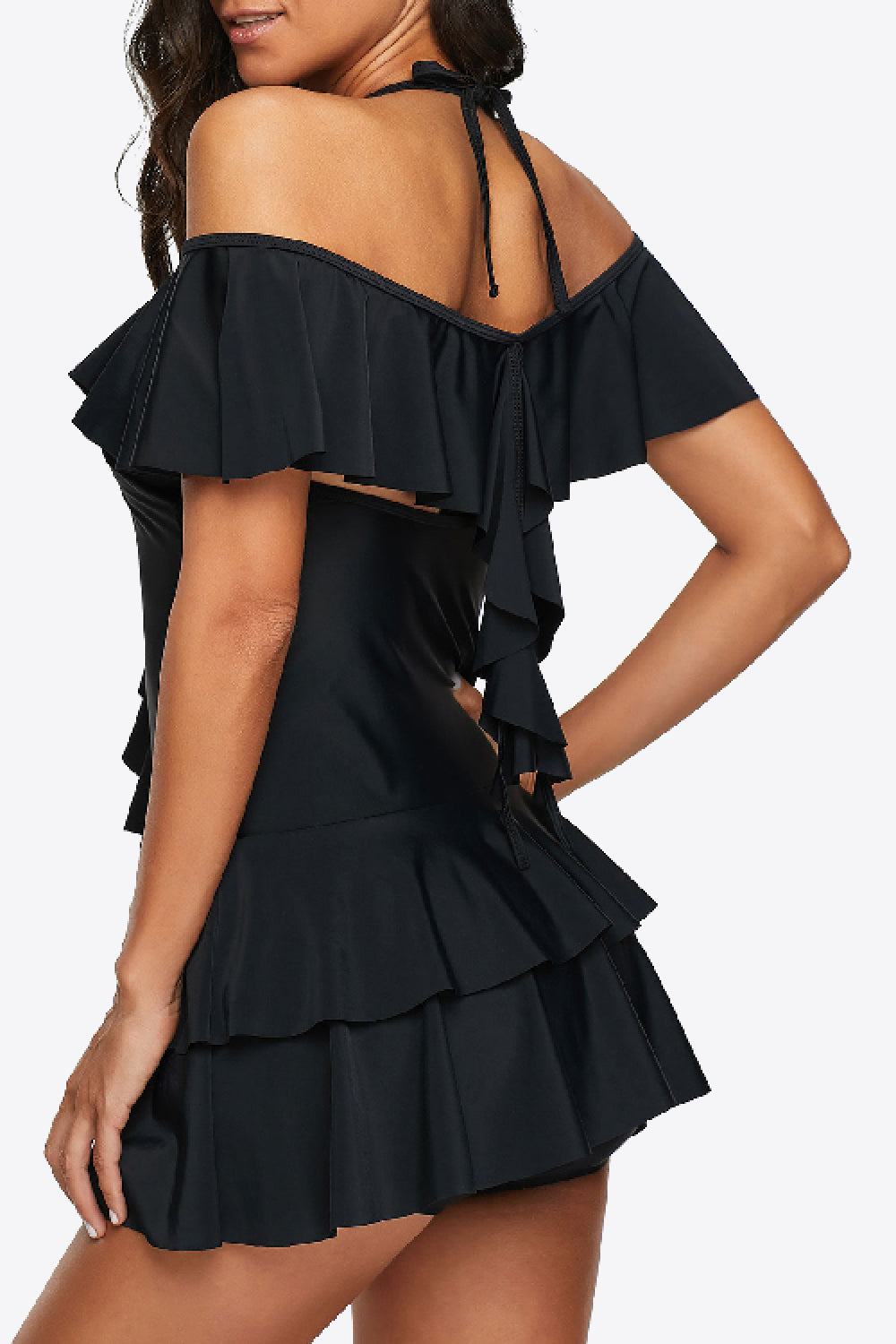Ruffled Cold-Shoulder Two-Piece Swimsuit | AdoreStarr
