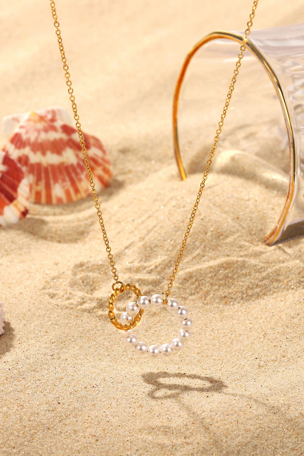 Pearl Hoop Link Pendant Necklace | AdoreStarr
