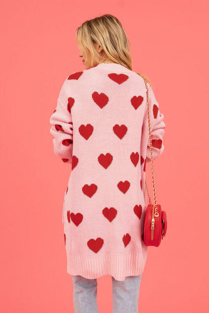 Heart Graphic Open Front Cardigan | AdoreStarr