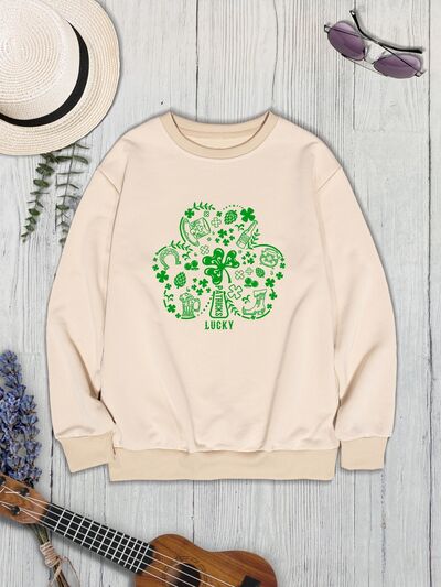 Lucky Clover Round Neck Sweatshirt | AdoreStarr