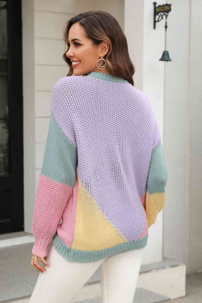 Colorblock Drop Shoulder Sweater | AdoreStarr