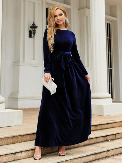 Tie Front Long Sleeve Maxi Dress | AdoreStarr