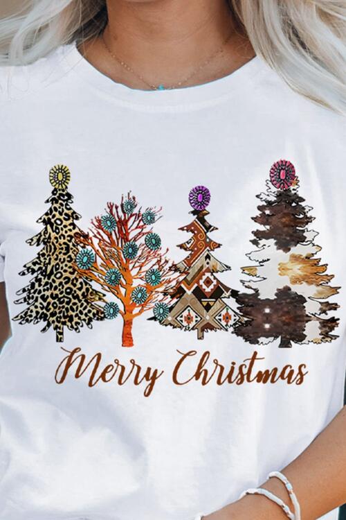 Christmas Tree Graphic Short Sleeve T-Shirt | AdoreStarr