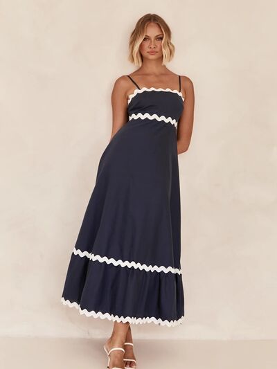 Spaghetti Strap Maxi Dress - Navy Blue