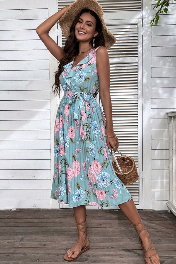 Floral Sleeveless Midi Dress | AdoreStarr