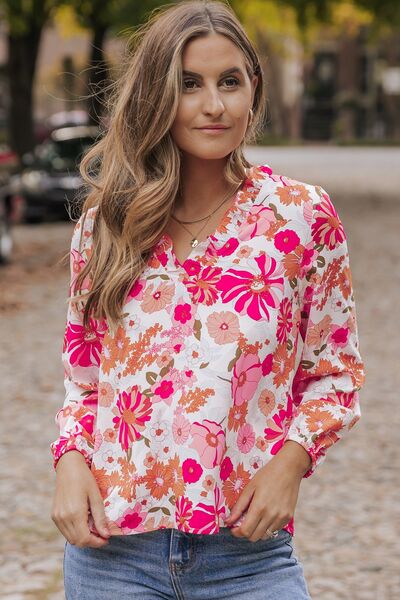 Floral Frill Long Sleeve Blouse | AdoreStarr