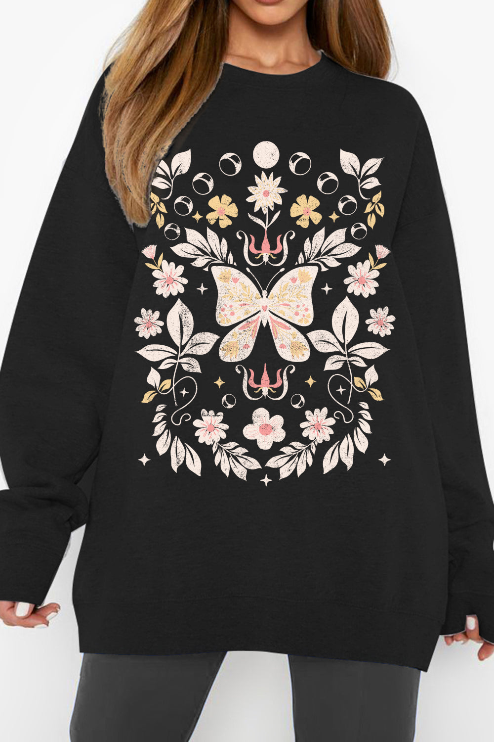 Flower and Butterfly Sweatshirt | AdoreStarr