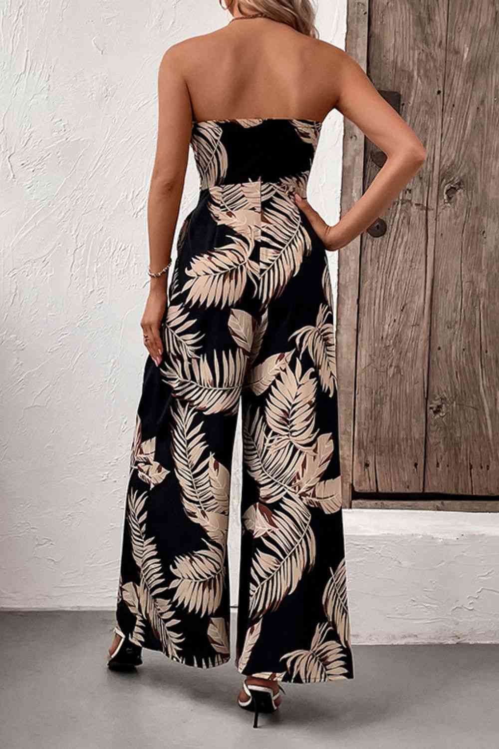 Printed Strapless Wide Leg Jumpsuit | AdoreStarr