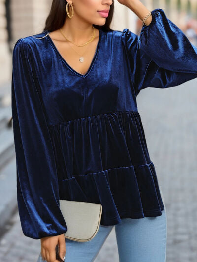 V-Neck Peplum Blouse | AdoreStarr