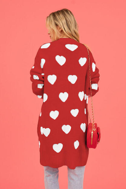 Heart Graphic Open Front Cardigan | AdoreStarr