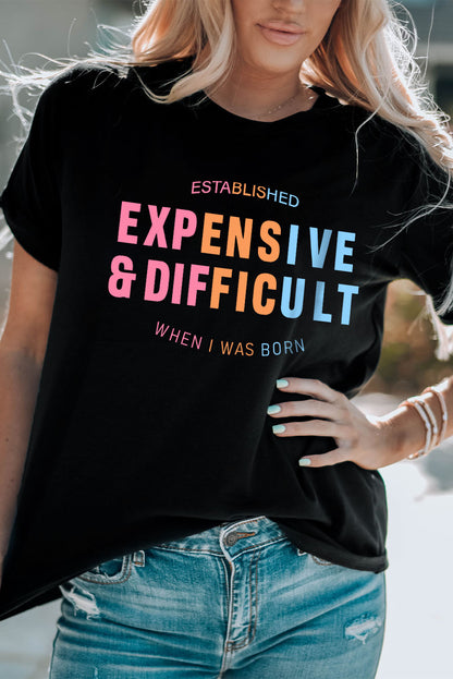 Slogan Graphic Cuffed Sleeve Tee | AdoreStarr