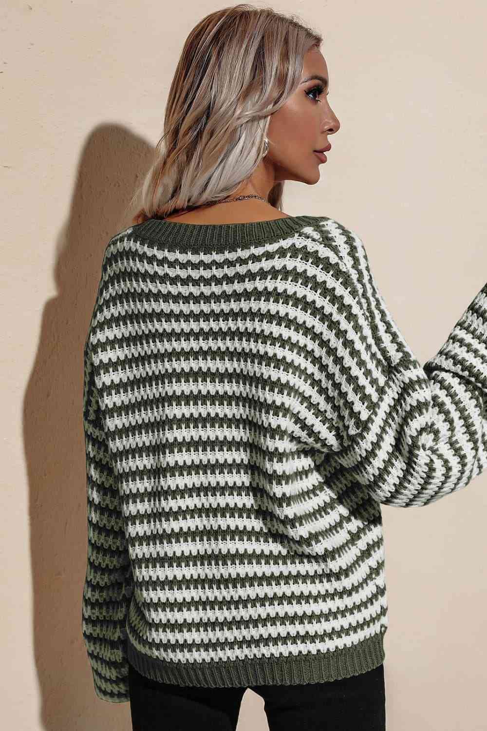 Striped Dropped Shoulder Sweater | AdoreStarr