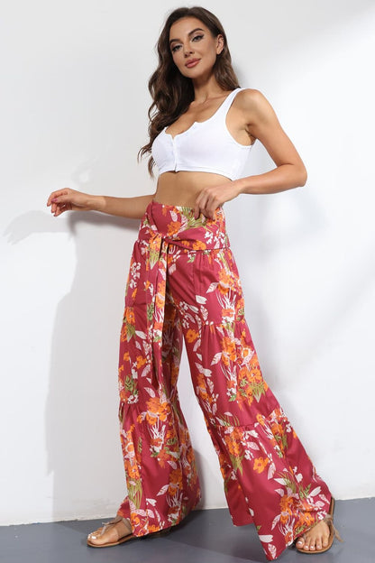 Printed High-Rise Tied Culottes | AdoreStarr