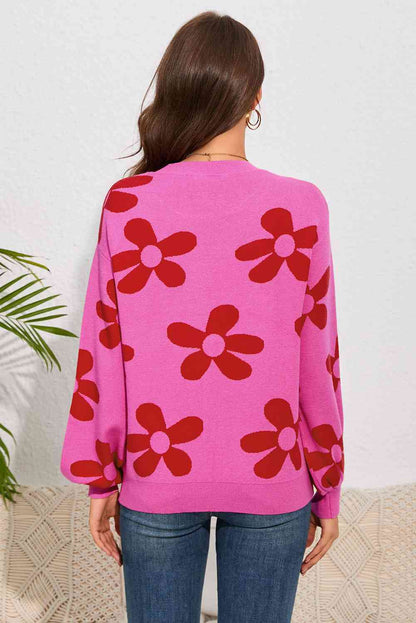 Floral Print Dropped Shoulder Sweater | AdoreStarr