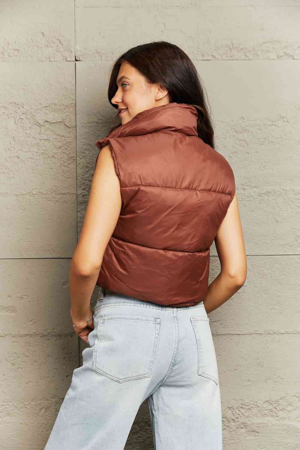 Zip-Up Drawstring Puffer Vest | AdoreStarr