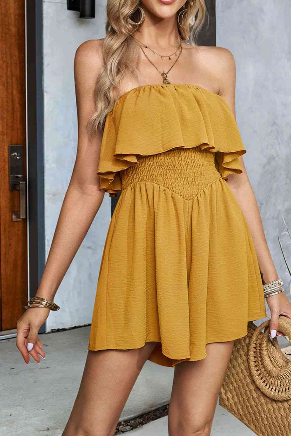 Layered Smocked Strapless Romper | AdoreStarr