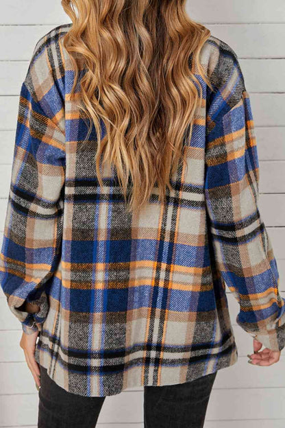 Plaid Pocketed Button Down Shacket | AdoreStarr