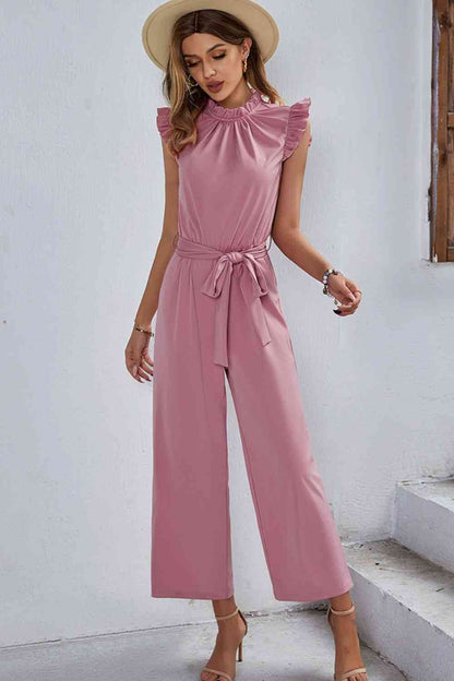 Butterfly Sleeve Tie Waist Jumpsuit | AdoreStarr