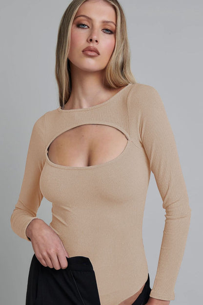 Ribbed Cutout Bodysuit | AdoreStarr