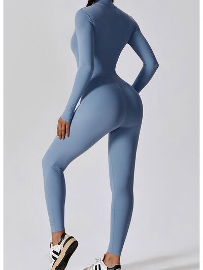 Zip Up Mock Neck Long Sleeve Jumpsuit | AdoreStarr