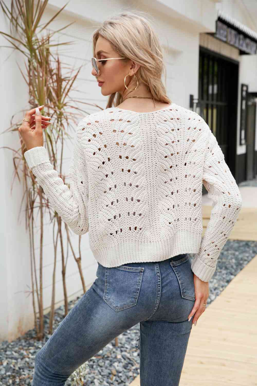 Open Front Cuffed Cropped Cardigan | AdoreStarr