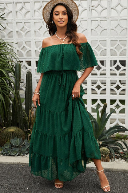 Off-Shoulder Tiered Maxi Dress | AdoreStarr