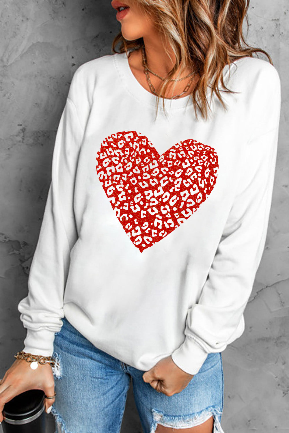 Leopard Heart Graphic Sweatshirt | AdoreStarr