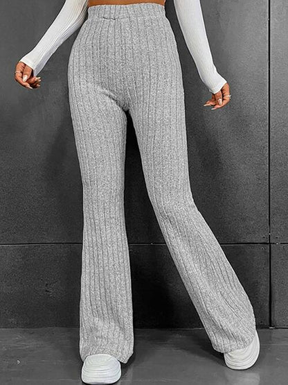 Ribbed High Waist Flare Bootcut Pants | AdoreStarr