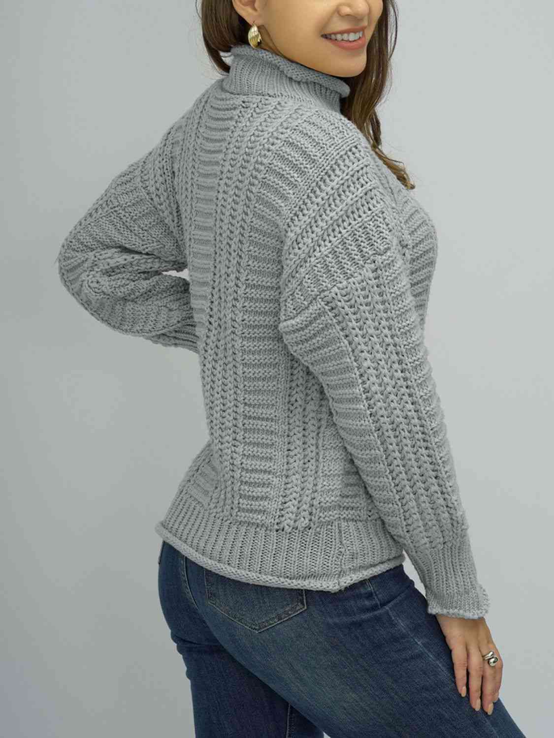 Cable-Knit Mock Neck Sweater | AdoreStarr