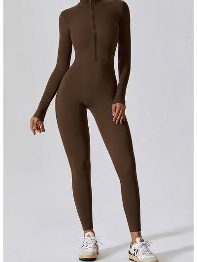 Zip Up Mock Neck Long Sleeve Jumpsuit | AdoreStarr