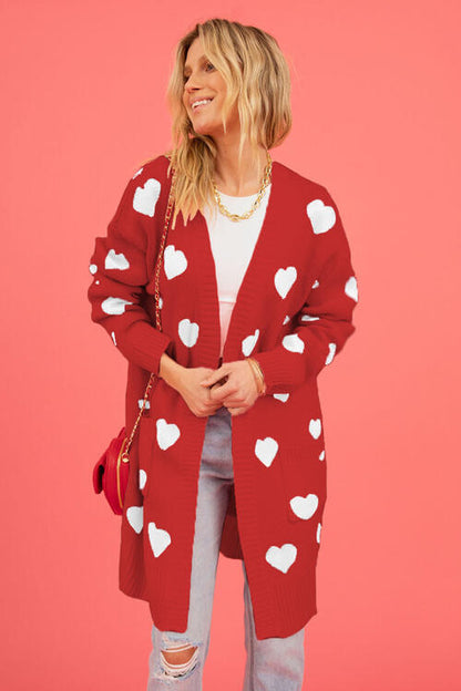 Heart Graphic Open Front Cardigan | AdoreStarr