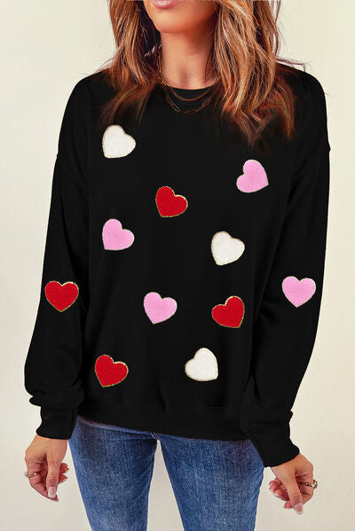 Heart Round Neck Sweatshirt | AdoreStarr